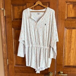 Ralph Lauren Floral Striped Romper - Cream and Blue